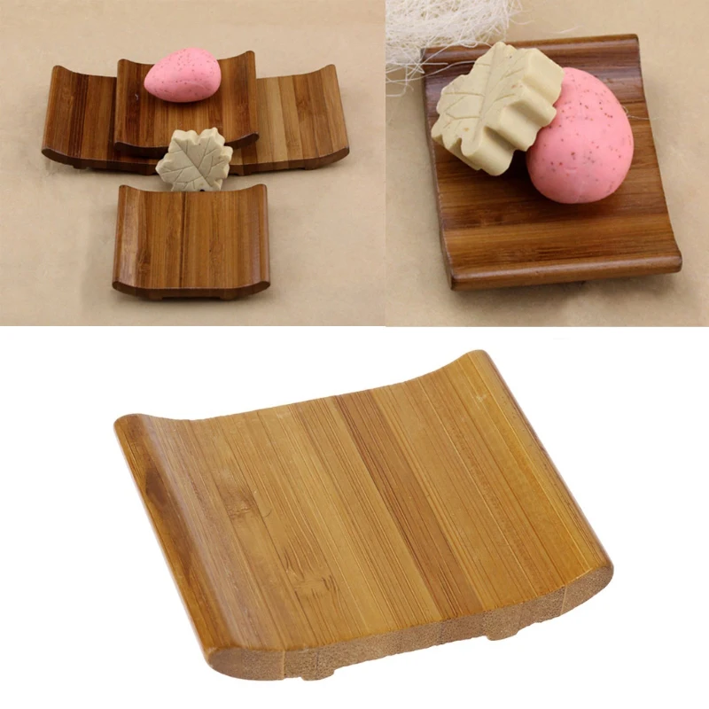Натуральный Бамбук мыльница Блюдо Ванная комната душа пластина стойка для
