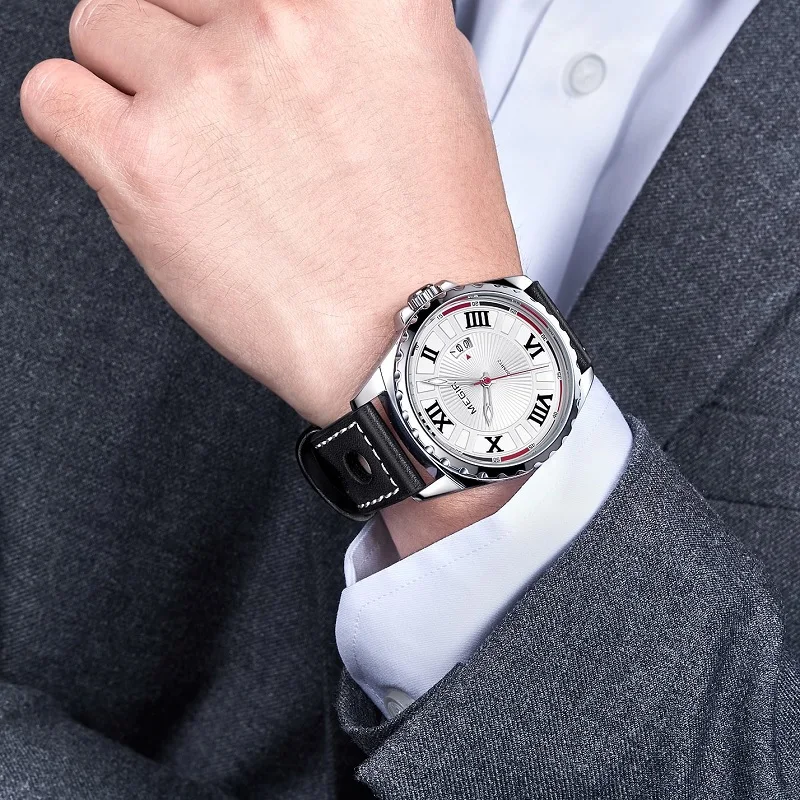 MEGIR креативные Модные Кварцевые спортивные часы мужские черные наручные с