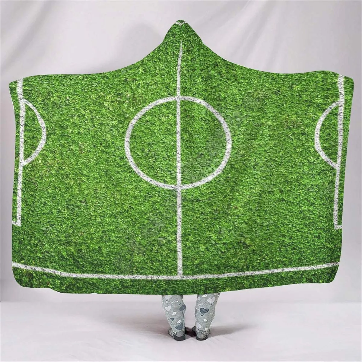 

Hooded Blanket 3D Printed Soccer Field Cozy Soft Throw Blanket Adult Women Men Wearable Hood Throw Blankets Drop Shipping