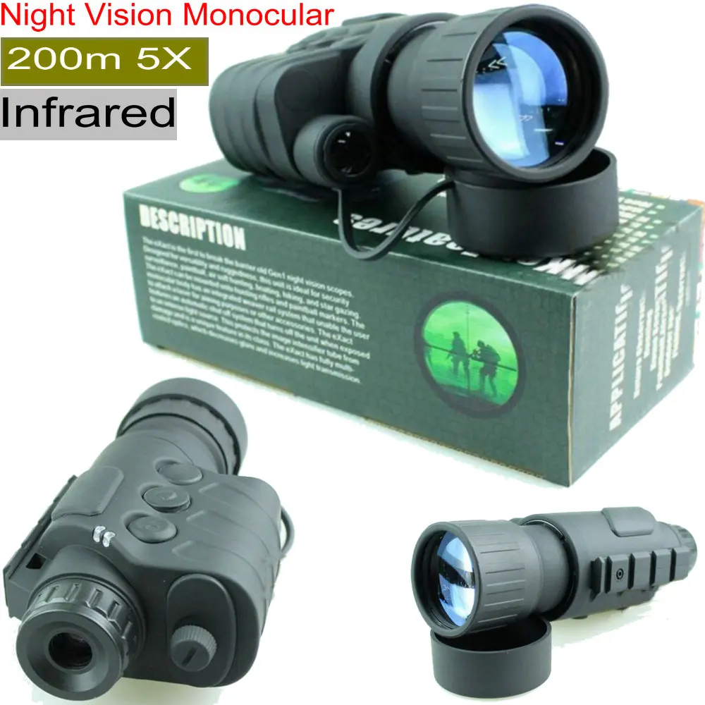 200 м Ночное видение Монокуляр охотничий прицел 5X телескоп инфракрасный зеленый