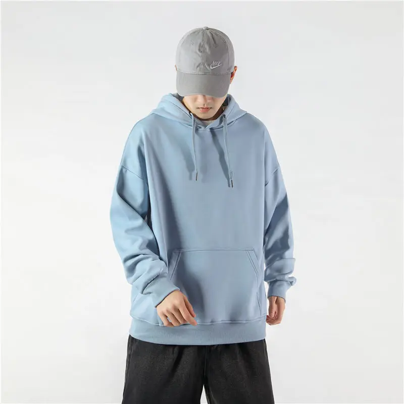 

Ybaby Autumn and winter 2021 new men's trend comfortable loose personality pure color cotton top Pullover Hooded men