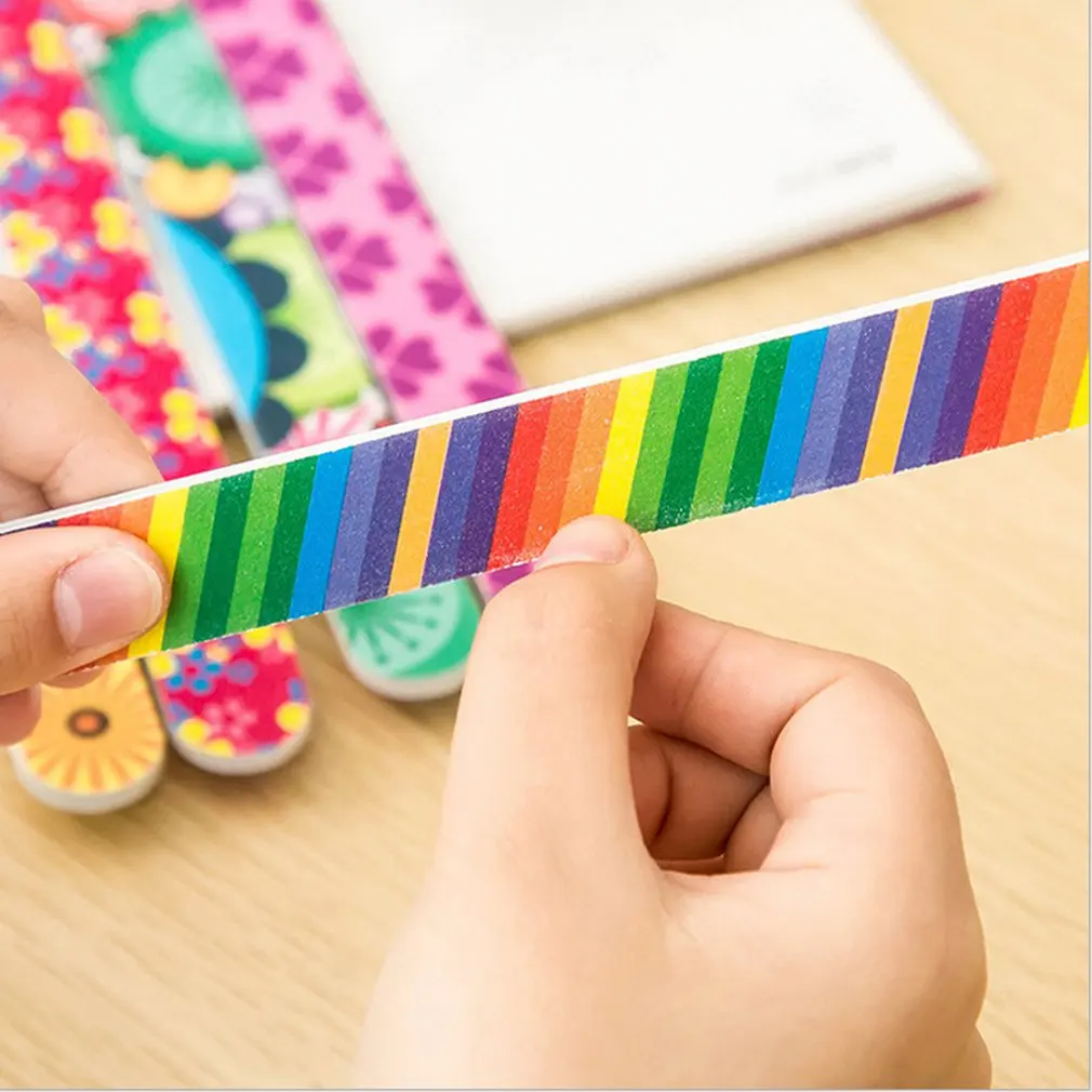 

1pc Fashion Colored Double Sided Nail File Repair Grinding Rainbow Construction Strip Nail Contract Color Random