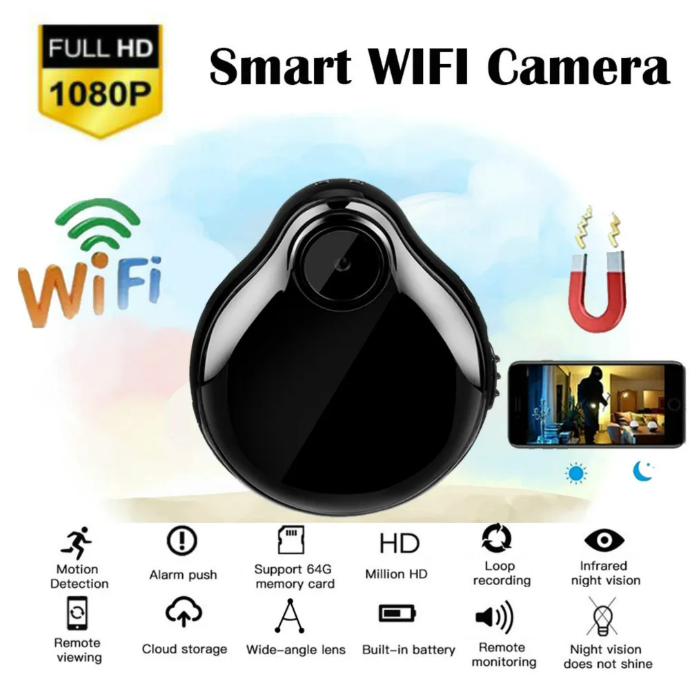 

1080P Wi-Fi мини Камера Магнитный Корпус видеокамеры Ночное Видение движения Сенсор H.264 HD видео микрокамера охранного Поддержка TF карты