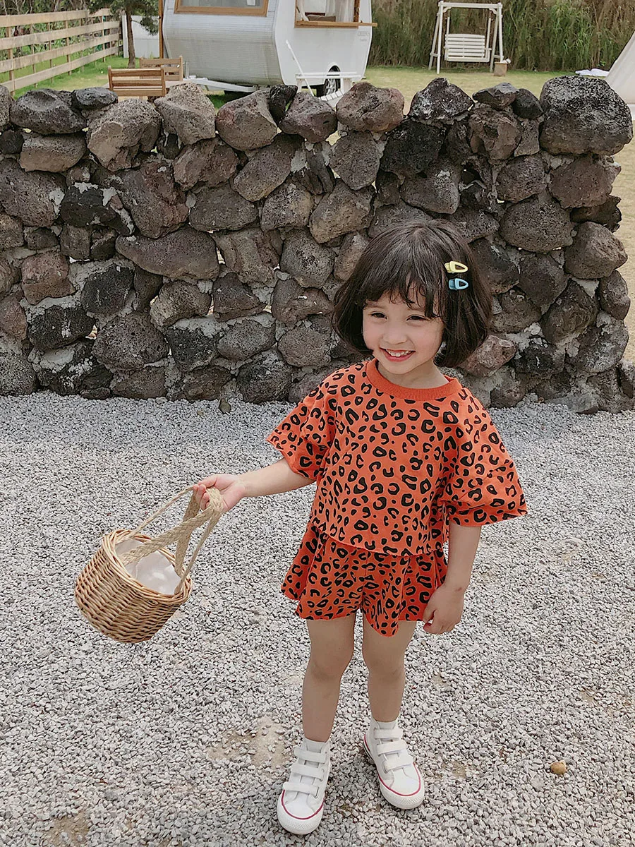 2 шт. Детские леопардовые комплекты с рукавом летучая мышь | Мать и ребенок