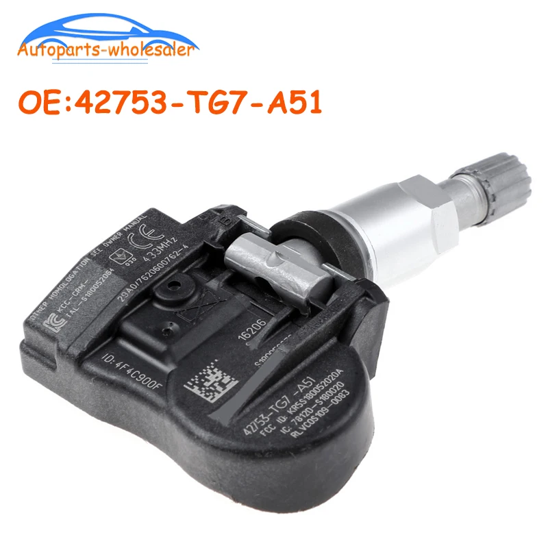 Автомобильный датчик давления в шинах 42753-TG7-A51 42753TG7A51 42753-T6N-A01 для HONDA For 2018 2019 2020 2021 HONDA PILOT TPMS 433 МГц