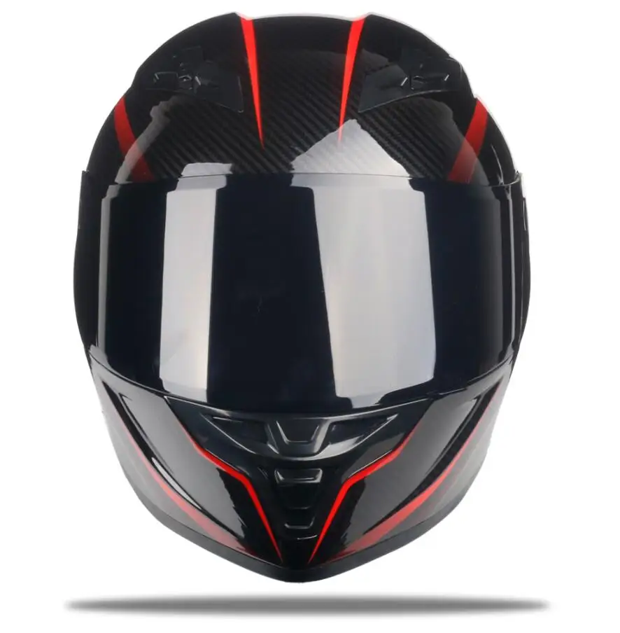 Мотоциклетный шлем полнолицевой из углеродного волокна в горошек для езды по