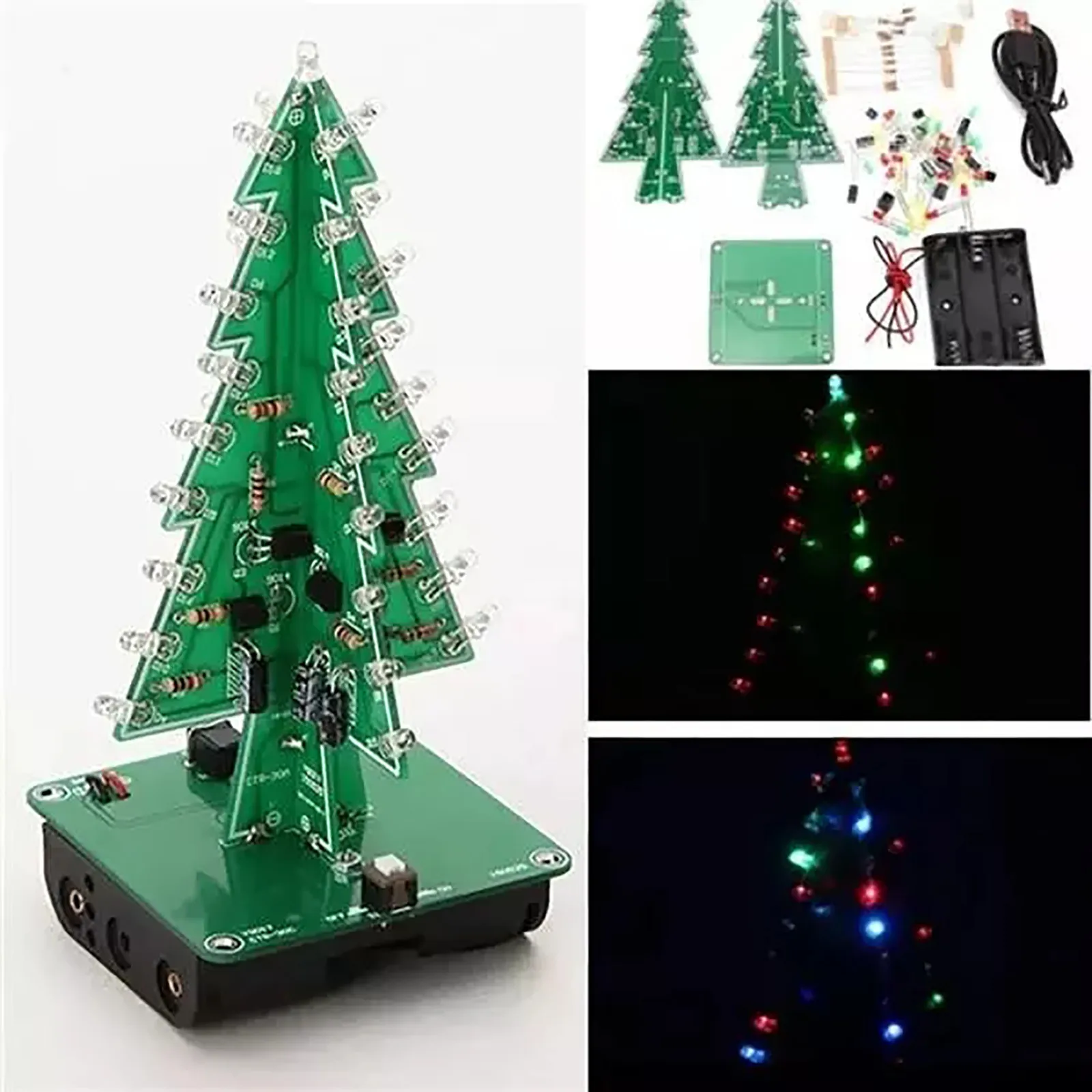 Diy электронные сигареты Kit 7 цветов 3d Рождественская елка Led вспышка набор с
