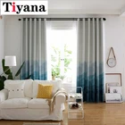 Затемняющая занавеска Tiyana для гостиной, синяя градиентная занавеска для спальни, элегантная белая прозрачная занавеска из тюля ZH027X