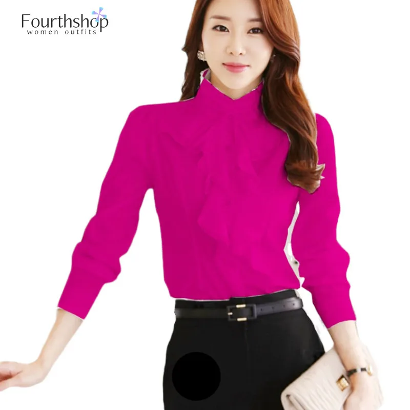 Блузка женская с оборками модная дизайнерская рубашка длинным рукавом и