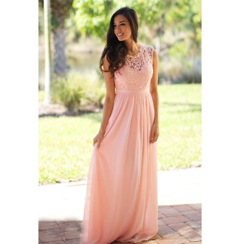 Платье подружки невесты Розовое Шифоновое в пол с рукавами-крылышками | Свадьбы и