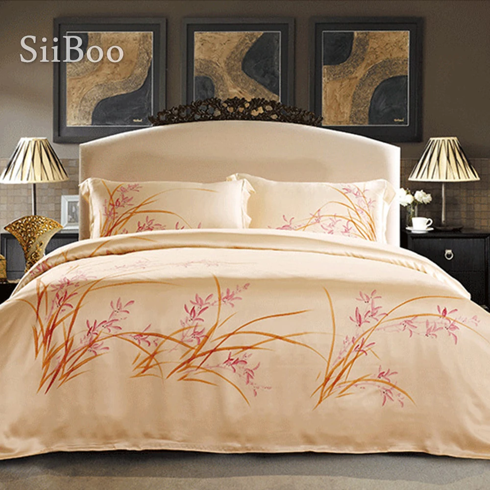 Элегантная Орхидея Siiboo ручная роспись 100% дюйма набор обложки Королевский размер