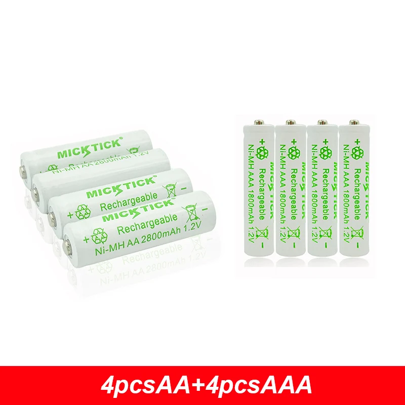 4 шт AA 2800mAh Ni MH аккумуляторные батареи + AAA 1800mAh батареи| |