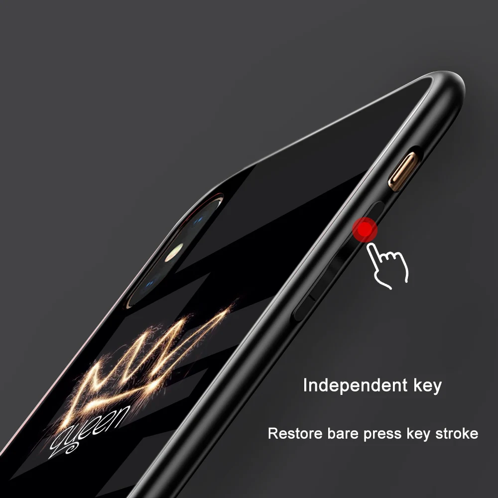 Ciciber Сердце Любовь Королева девушка закаленное стекло чехол для Apple iPhone 11 Pro Max XR X XS MAX 8 7 6 6S Plus телефонные чехлы Funda Shell