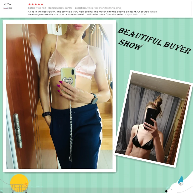 Роскошный женский бюстгальтер Шелковый Бралетт топ атласный с V образным вырезом