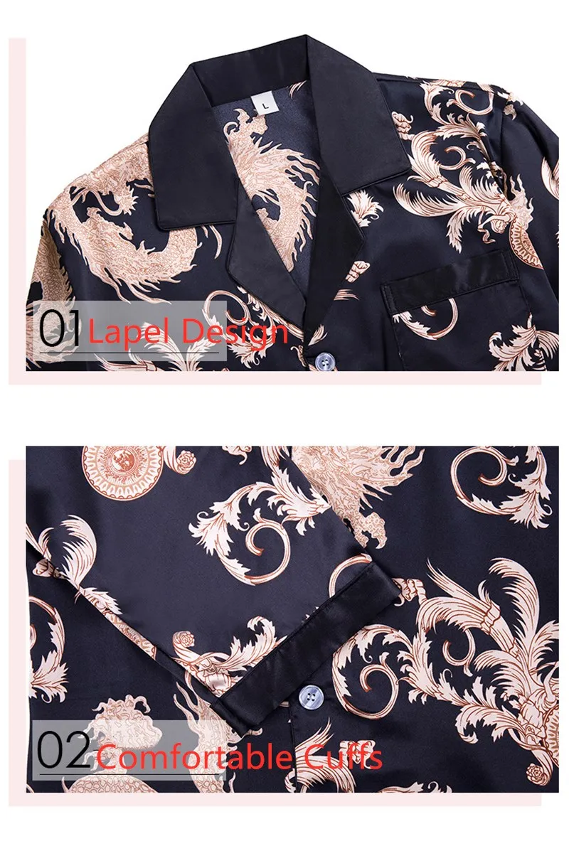 Мужская Шелковая пижама с длинными рукавами темно-красные и черные пижамы для