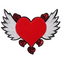 red heart wings embroidered patches iron on embroidery badges for bag jeans hat t shirt diy appliques craft decoration