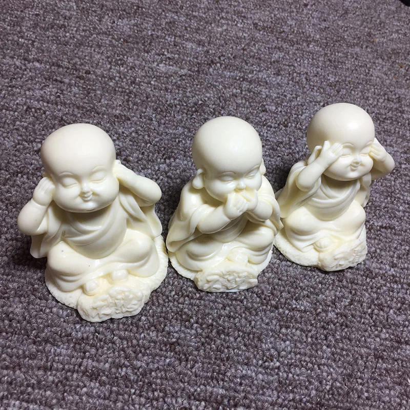 

3 pcs Don't listen, don't talk, don't look at the little monk decorations handmade sculpture Home living room car Figurines