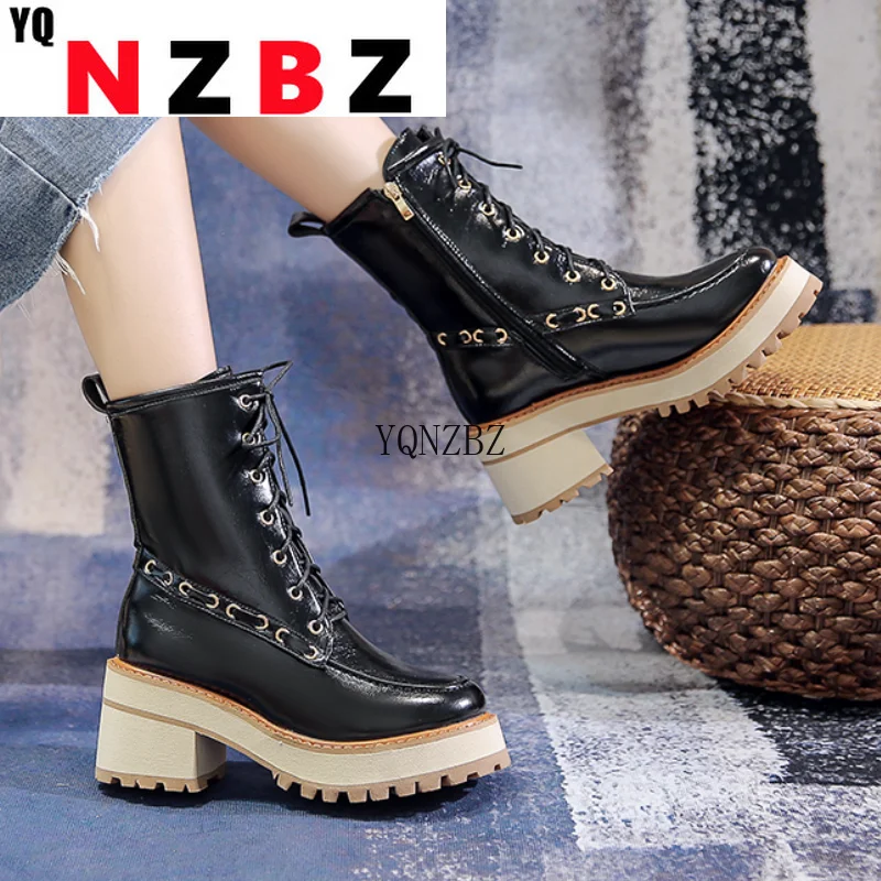 

Женские ботинки, новинка 2022, осенне-зимняя обувь, женские брендовые Дизайнерские ботильоны, модная офисная обувь на высоком массивном каблу...