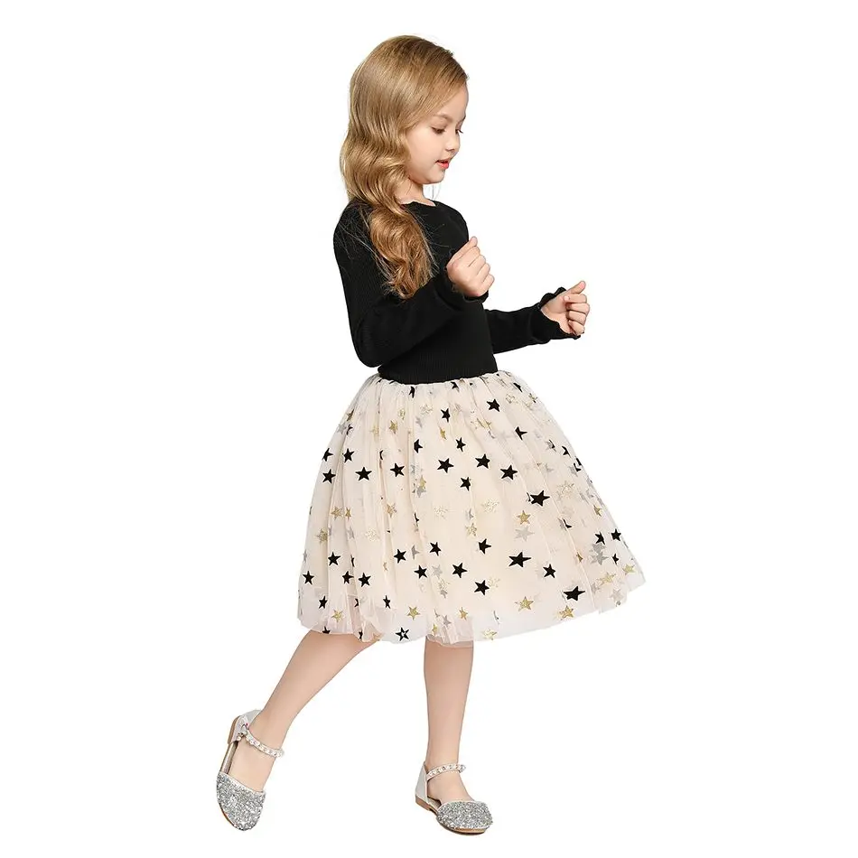 

New Summer Girls Dresses Star Sequined Tutu Kids Dresses For Girls Cotton Toddler Children Clothing Princess Vestidos 3-8Y