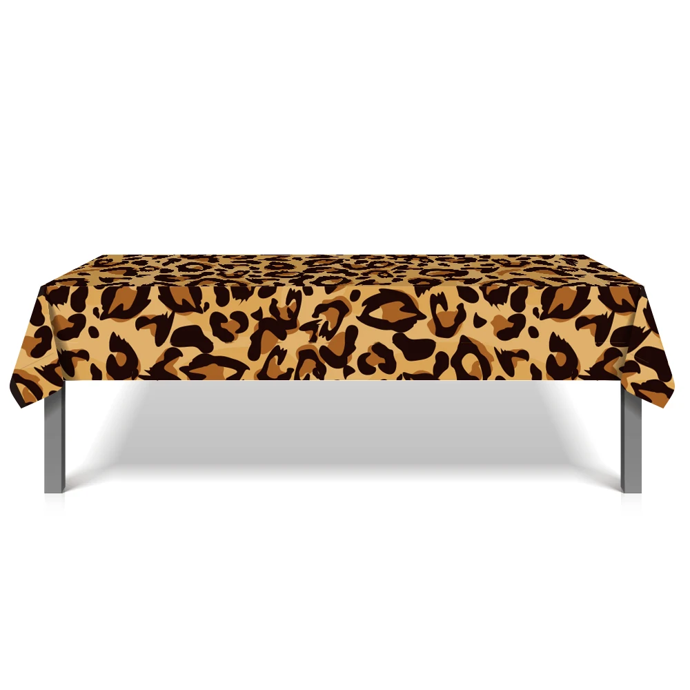 

130*220cm Jungle Animal Leopard Print Tablecloth Birthday Party Disposable PE Party Tablecover