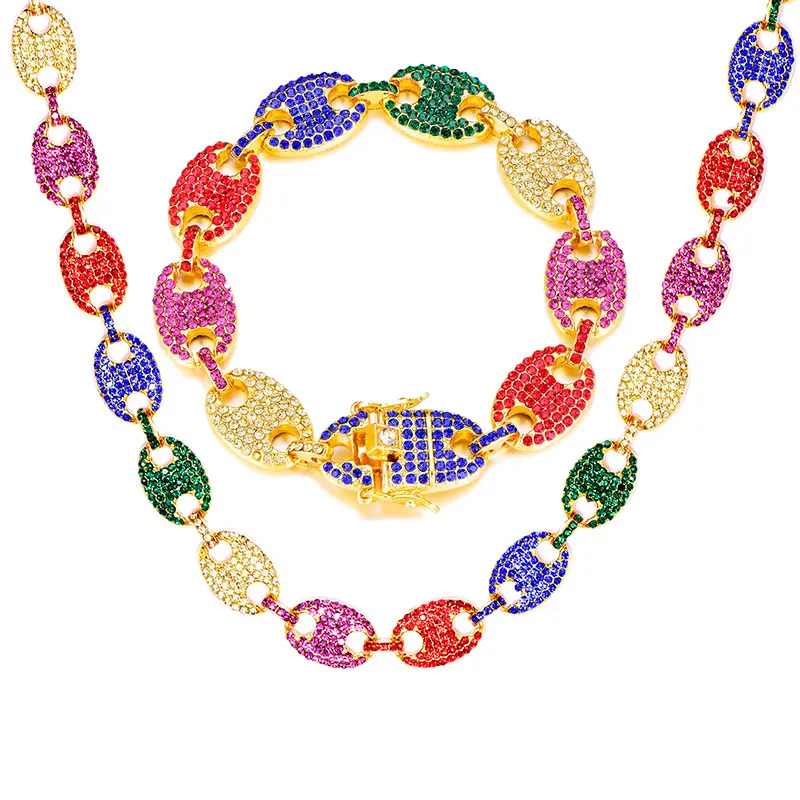 Хип-хоп 1 комплект яркие разноцветные кофейные зерна ледяной Фианит стразы в носу