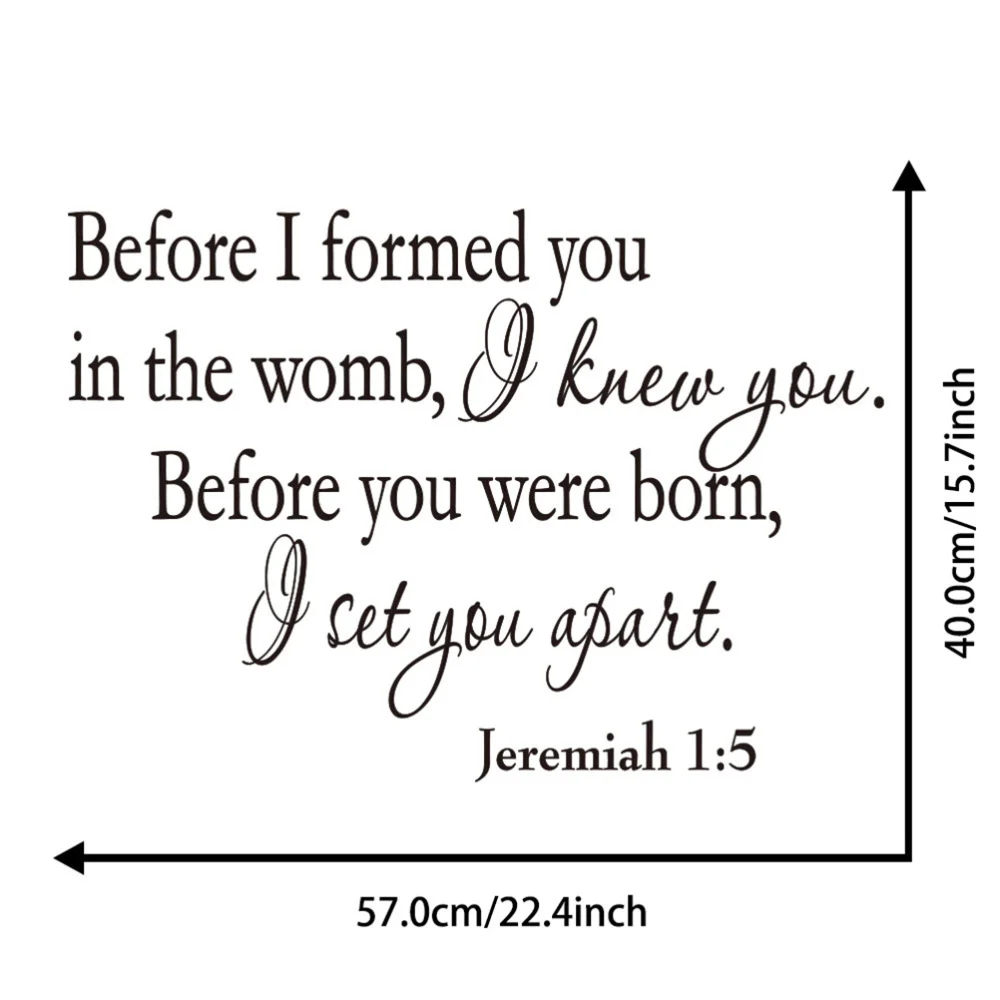 

Jeremiah 1:5 Before I Formed You in The Womb I Knew You Vinyl Wall Decal