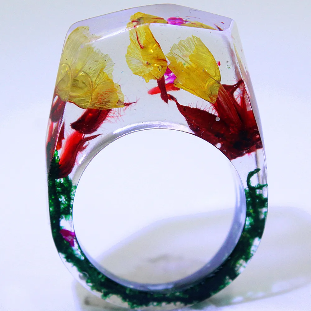 Кольцо из смолы с высушенным цветком Новое поступление маленькое кольцо ручной