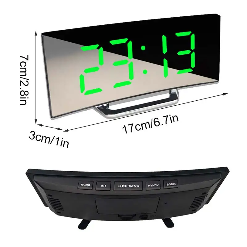 Digital Alarm Clock 7 Inch Curved Dimmable LED Sn Electronic desktop for Kids Bedroom Large Number Table | Дом и сад