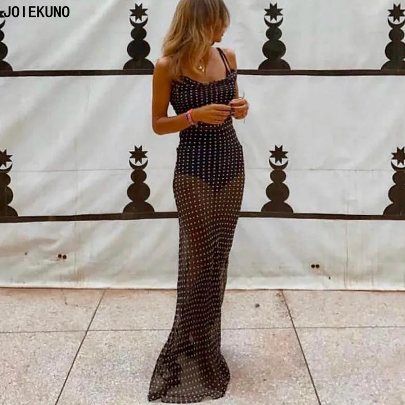 2019 летние модные вечерние платья в горошек Женские сексуальные спагетти ремень