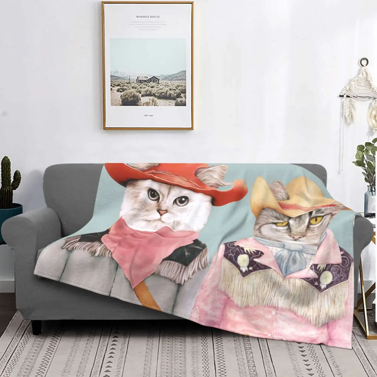 

Ковбойское летнее Флисовое одеяло с кошкой, Милый Забавный Многофункциональный ультрамягкий Плед s для дивана, уличное плюшевое тонкое одеяло