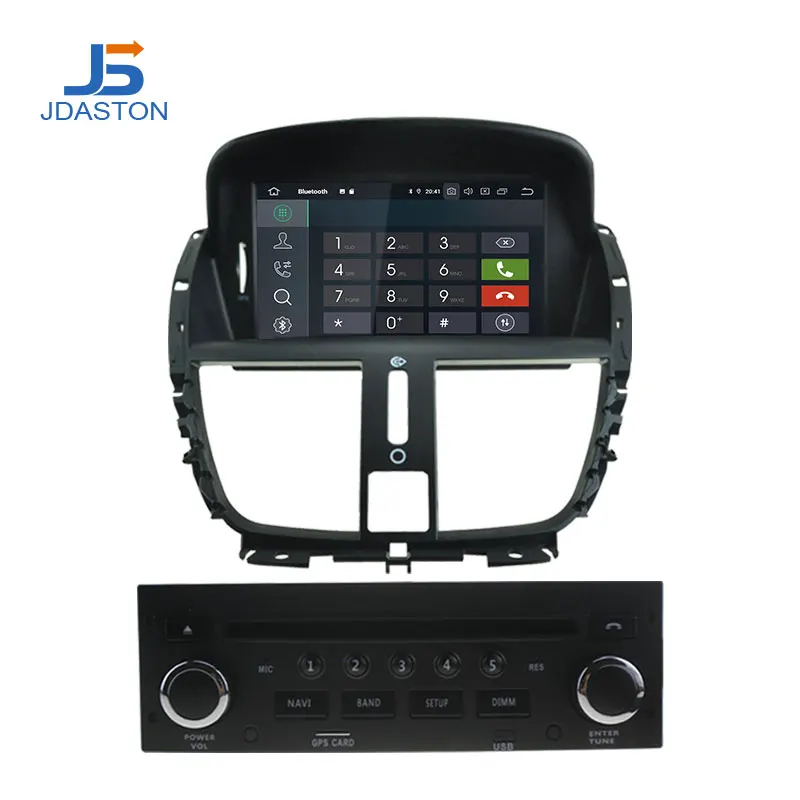 JDASTON Android 9,0 автомобильный dvd-плеер для peugeot 207 2007-2011 2012 2013 wifi Мультимедиа gps Навигация стерео 1Din Автомагнитола
