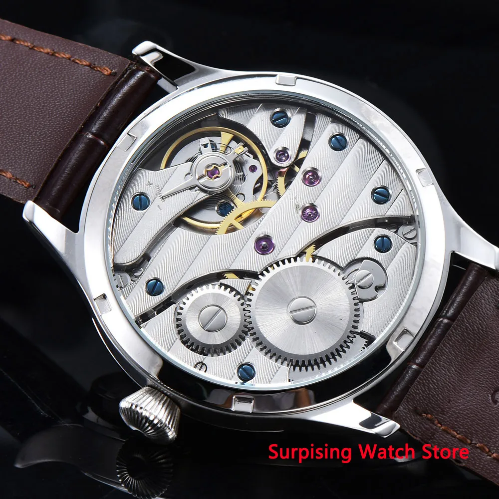 

Corgeut 44mm Fashion Watch Men 17 Jewels Hand Winding 6497 Movement Luminous Waterproof Mechanical Wristwatch Leather Strap
