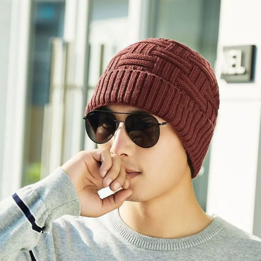 Мужская зимняя теплая шапка XPeople с напуском вязаная флисовой подкладкой и