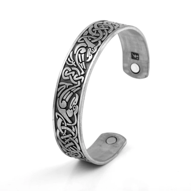 silver 0050 Винтажный Ирландский Счастливый узел Викинг Ворон узор магнитный браслет скандинавские тенденции моды мужчины и женщины браслет ювелирные изделия - Окраска металла: silver 0050
