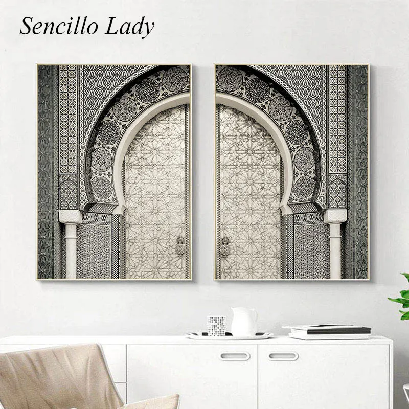 Марокко с изображением старинной двери холст картины исламского старого