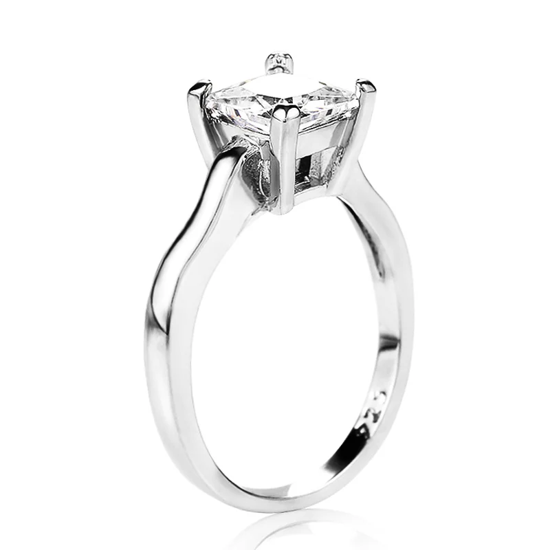 Huitan классические кольца на палец с квадратным кубическим цирконием для женщин