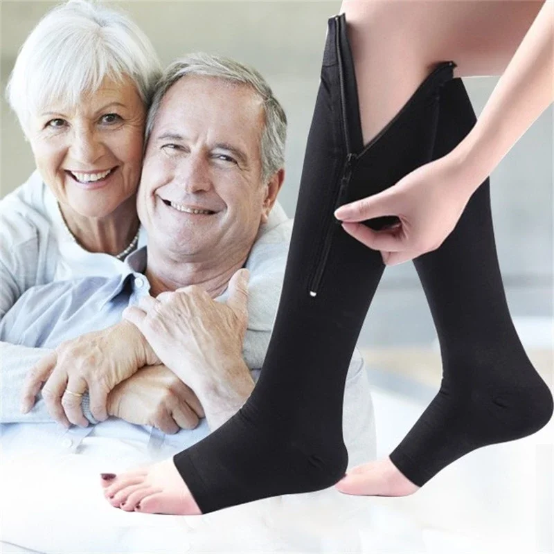 

Brothock medical compression stockings sports pressure long cycling socks zipper professional Leg support thick women socks