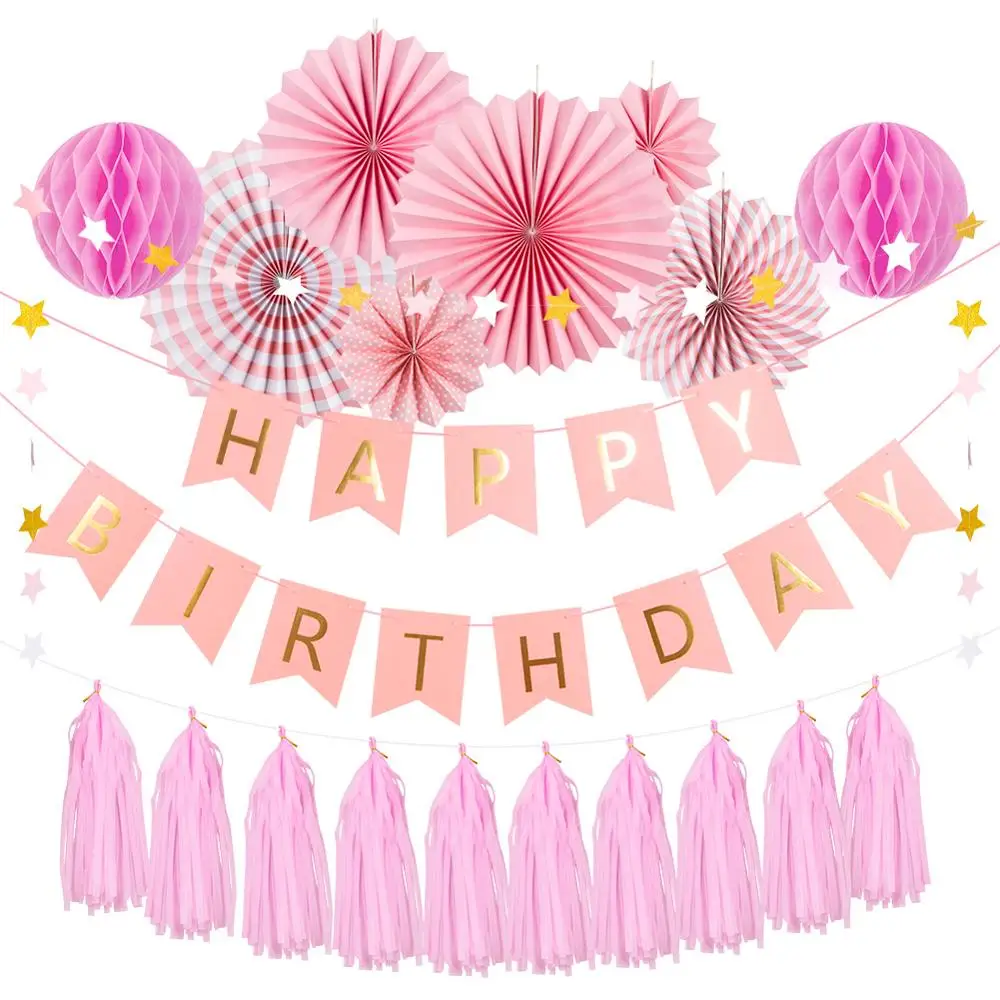 20 шт. розовые украшения для дня рождения принцессы подвесной баннер с бахромой
