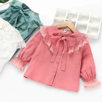 cute baby girls blouses for spring lace lapel long sleeve princess shirts toddler children clothes tops kids girl party gifts