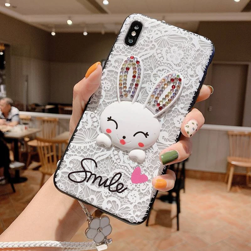 Lace Flower Makeup Mirror Phone Case For Samsung Galaxy S8 S9 S10 Lite S7 S6 Edge Plus C5 C7 C9 Note 8 9 With Lanyard Back Cover - Цвет: 10
