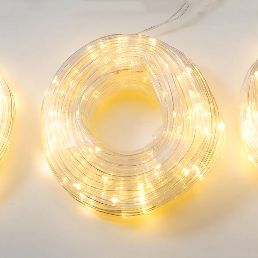 

10/20/30M Solar Tube Rope Strip String Lights 8 Modes Christmas LED Fairy Light Outdoor Garden Patio Copper Wire Garland Light