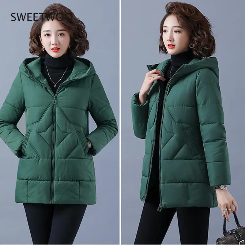 2021 Winter Women Jacket Warm Parkas Female Thicken Coat Cotton Padded Long Hooded Outwear  Loose Women Snow Jacket 4XL