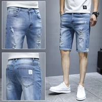 2021 new spring summer mens denim shorts mens clothing beach ripped jeans denim cotton short casual business social men shorts