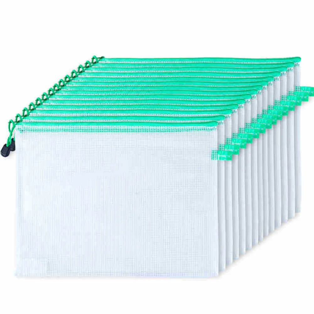 12 шт. прозрачная сумка из ПВХ на молнии с рисунком в виде сетки B5 (красный желтый