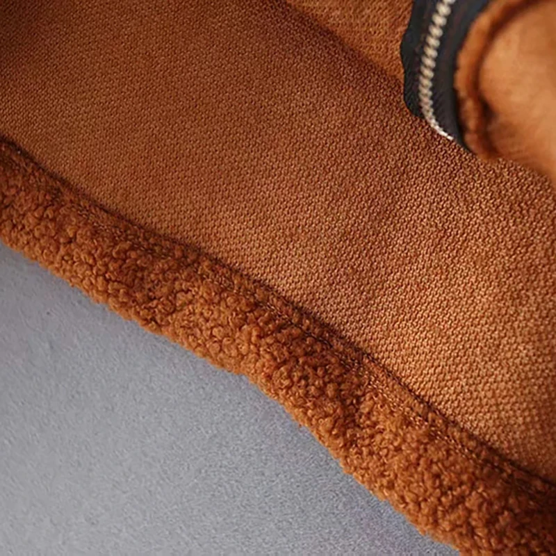 

Women Fashion Lambswool Patchwork Brown Zipper Jacket 2019 Female Autumn Casual Oversized Hoodies Warm Jacekts Outwear Femme