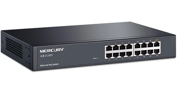 MERCURY 16*10/100 Мбит/с адаптивные порты RJ45 Быстрый Переключатель PoE/128 Вт S116PS Plug and play на