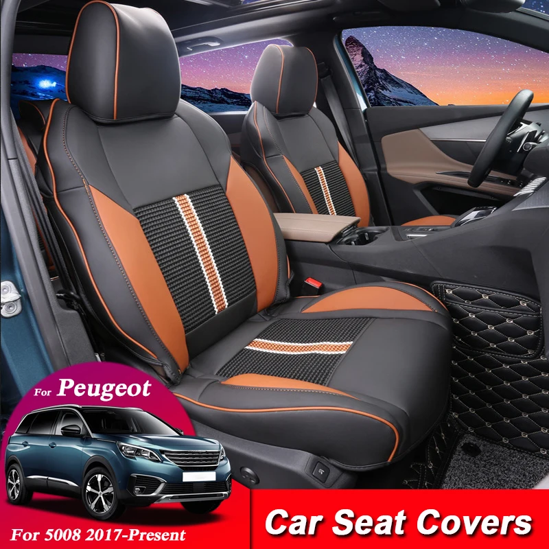 

Car Styling Seat Covers Set Leather For Peugeot 5008 2017-Present Cars Covers Auto Seat Protector Cushions Internal Accessories
