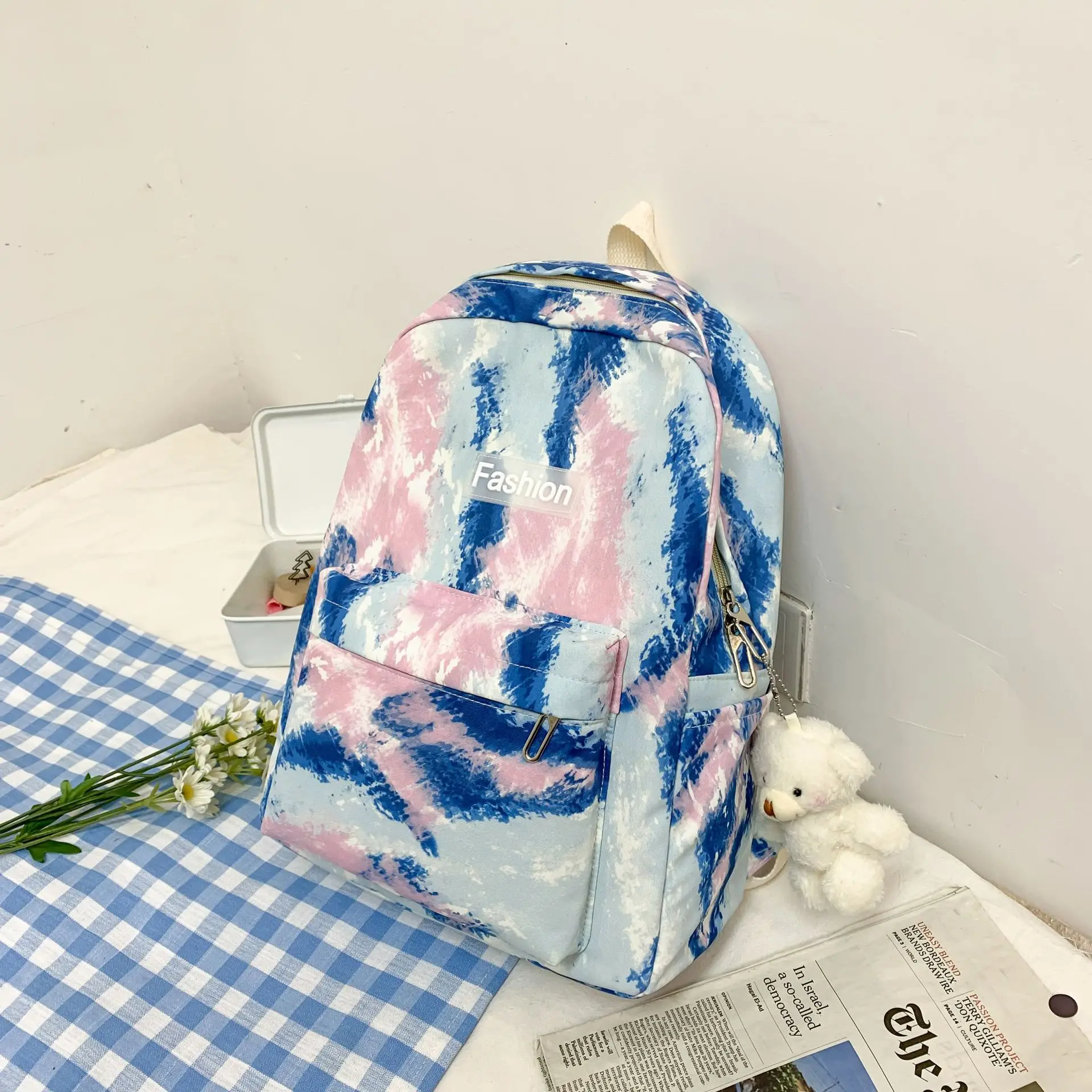 

2021 Nylon Schoolbag Female Korean Version Of The Campus Small Fresh Large Capacity Striped Backpack For School Student Mochila