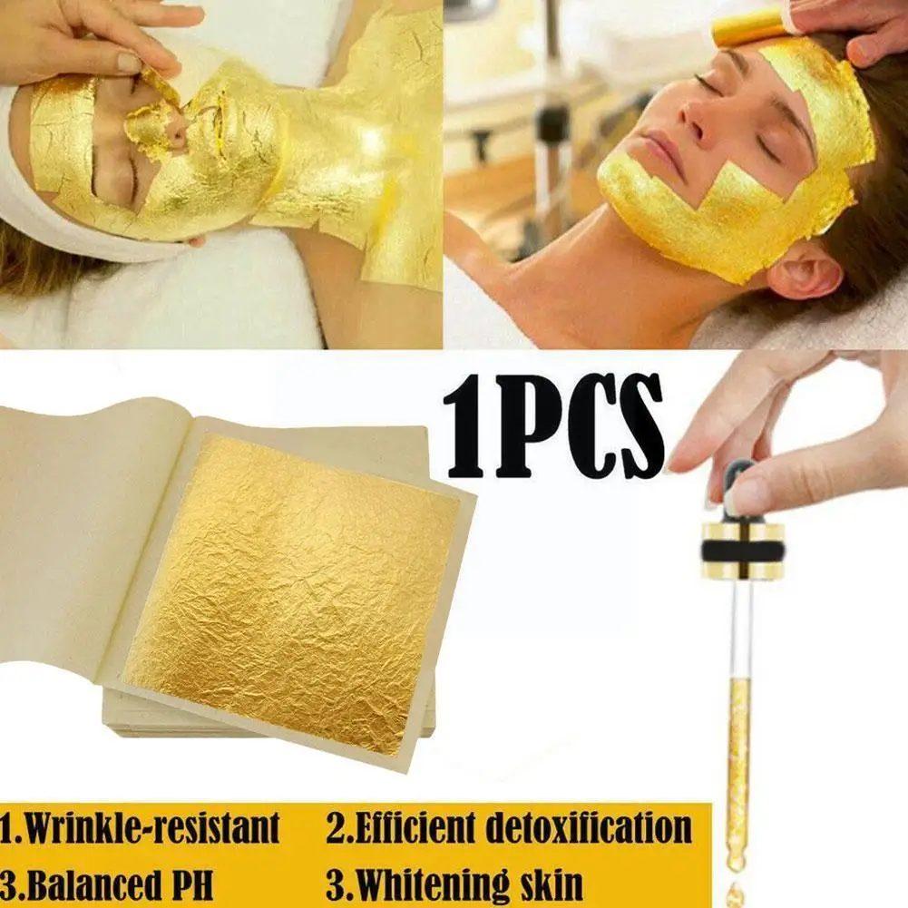 

24K Pure Gold Beauty Mask Gold Foil Mask Paper Brighten Anti-aging Foil Gold Edible Complexion Decoration S0Y6