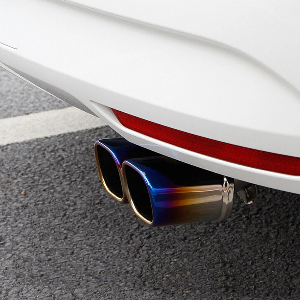 

Car Universal Exhaust Tail Pipe Auto 1 To 2 Stainless Steel Muffler Tip Throat Rear Outlet Nozzle End Easy Install Straight